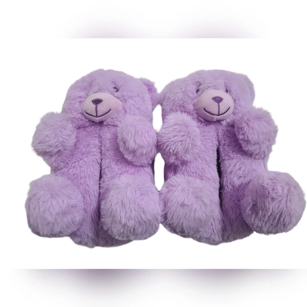 The Children's Place Toddler Purple Teddy Bear Slippers Size 8/9